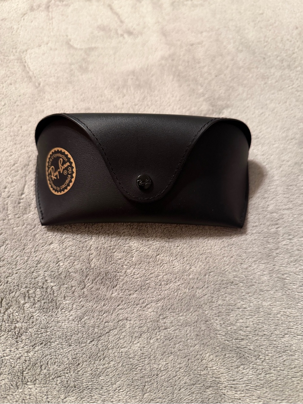 Ray-Ban Black Leather Sunglasses Case Only with Gold Logo Accent EXCELLENT